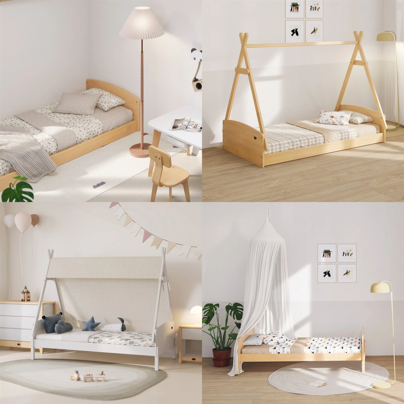 Montessori floor bed wholesale collection showcasing low profile kids bed manufacturer designs for toddler autonomy. Montessori floor bed wholesale collection showcasing low profile kids bed manufacturer designs for toddler autonomy.