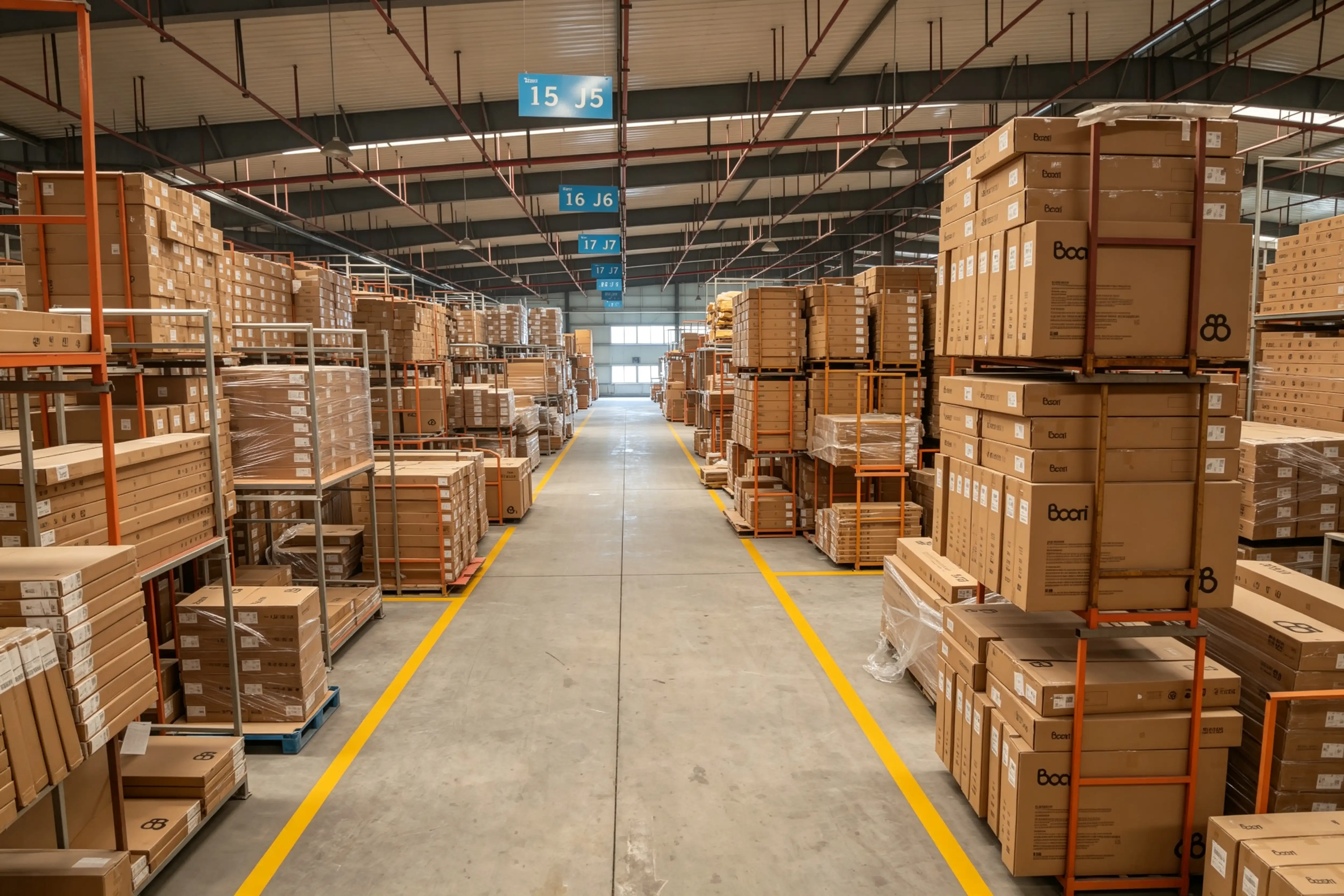 Bulk Orders B2B Kids Furniture Warehouse Showcasing Organized Raw Materials F...